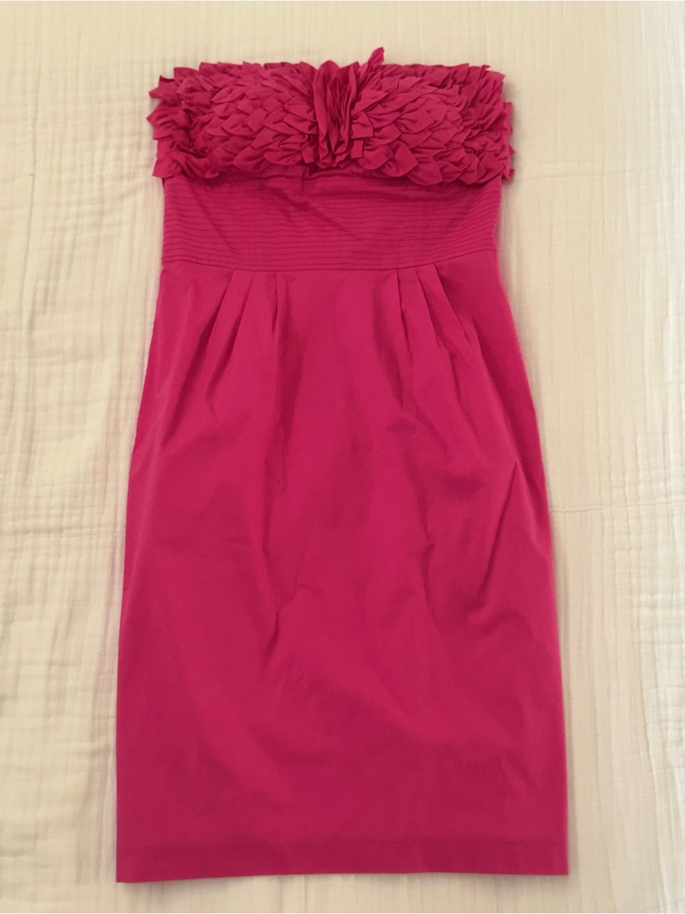 Catherine Malandrino Strapless Ruffled Bandeau Dress - Hot Pink